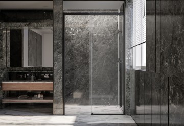 Душевая дверь Veconi Premium Trento PTD-30B, 1300х2000, черный матовый, стекло прозрачное