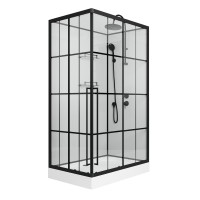 Душевая кабина Niagara Standart ST100/80/15QR/KL/BKT (100х80х225) низкий поддон(15см),черный,стекло прозрачное,3 места