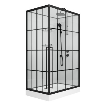 Душевая кабина Niagara Standart ST100/80/15QR/KL/BKT (100х80х225) низкий поддон(15см),черный,стекло прозрачное,3 места