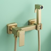 Смеситель Splenka настенный с гигиеническим душем S98.51.03 Золотой сатин