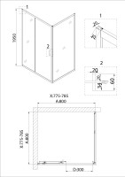 Душевое ограждение Niagara Nova NG-82-8AB-A80B (80х80х195) квадрат,черный,дверь раздвижная,стекло прозрачное,2 места