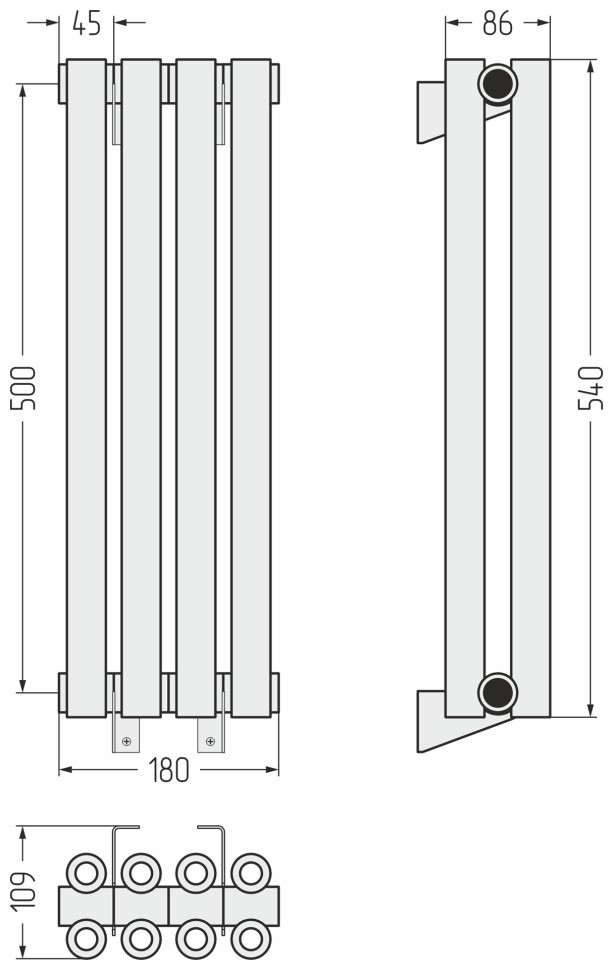 Эстет-00 500х180 4 секции