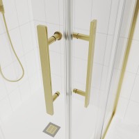 Душевой угол Veconi Evo 300 G 1200х900x1950, золото брашинг, прозрачное стекло