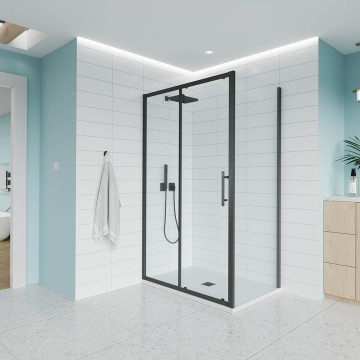 Душевой угол Veconi Evo 100SP B 1200х1000x1950, черный матовый, прозрачное стекло