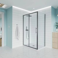 Боковая панель Evo SP GR, 700x1950, графит брашинг, прозрачное стекло