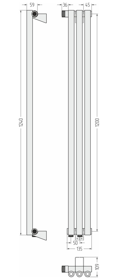 Эстет-0 EU50 левый 1200х135 3 секции