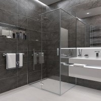 Боковая панель Veconi KP-07, 900х1950 хром, стекло прозрачное