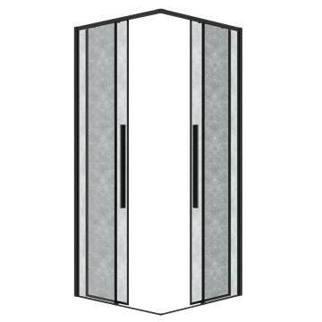 1/2 душевого ограждения Grossman Galaxy 1/2.K33.01.10L.21.02 (100*195) раздвижная(левая),черный матовый, стекло шиншилла,1 место