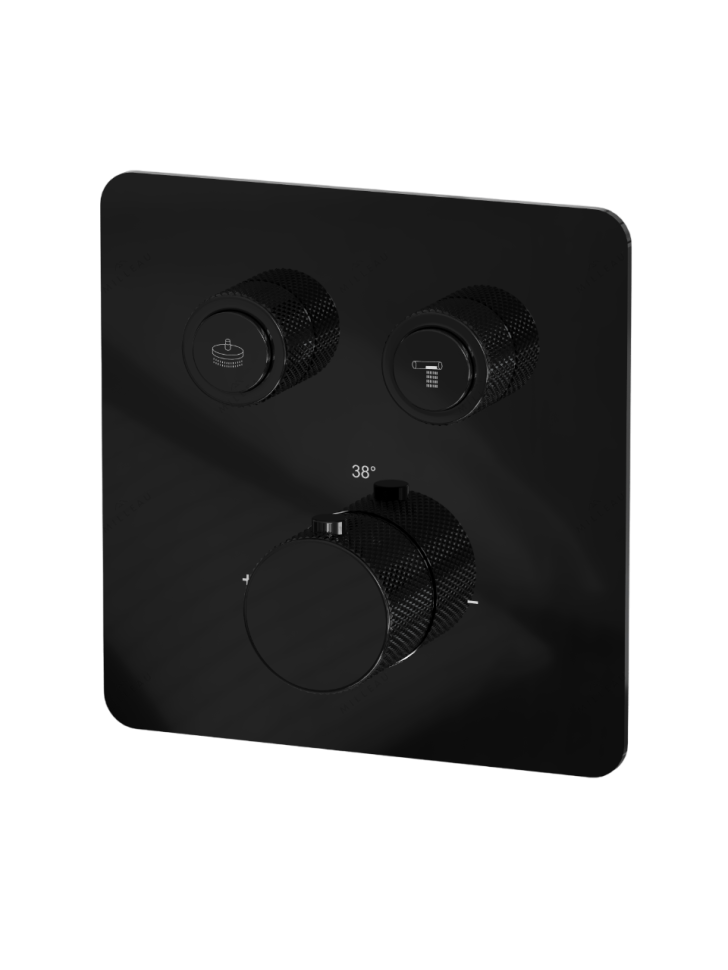 Душевая система скрытого монтажа для душа MILLEAU Tissage TERMO 2SBIT/802-GB на 2 потока (комплект с монтажным блоком), Черный глянец