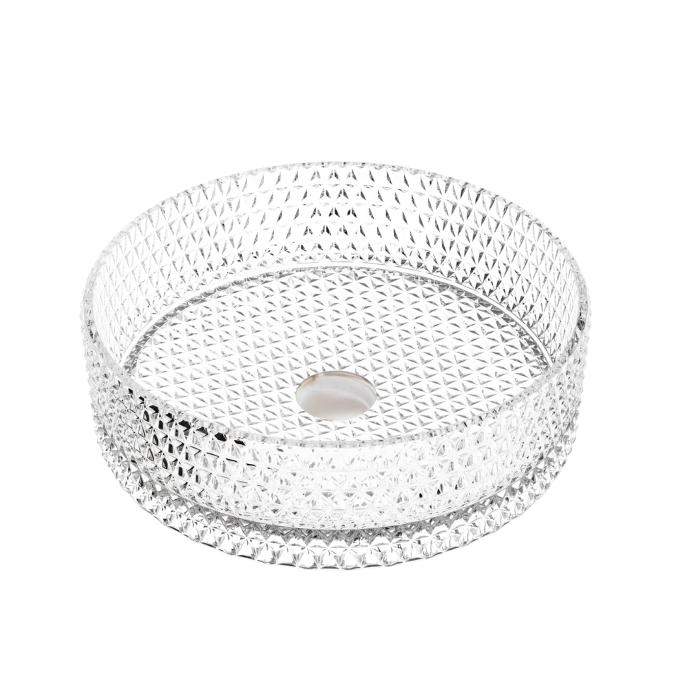 Умывальник чаша накладная круглая (прозрачная) Cristal 360x360x112мм