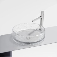 Умывальник чаша накладная круглая (прозрачная) Cristal 360x360x112мм