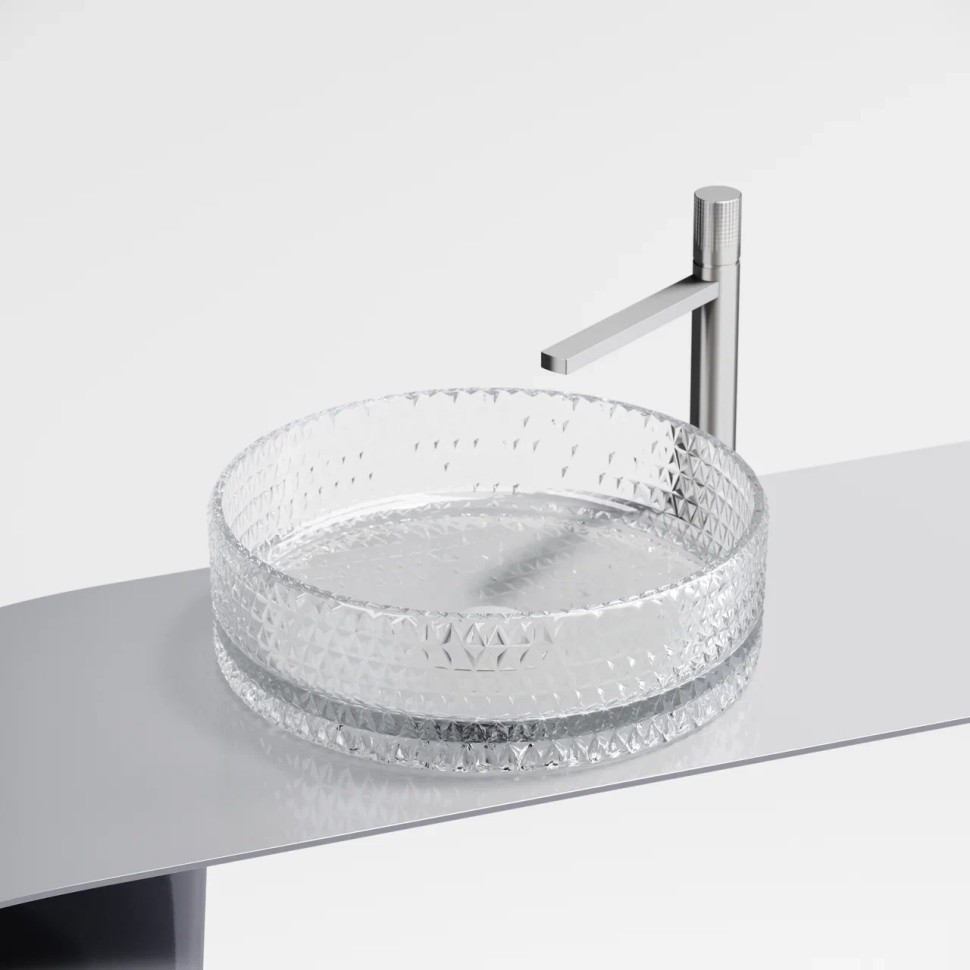 Умывальник чаша накладная круглая (прозрачная) Cristal 360x360x112мм
