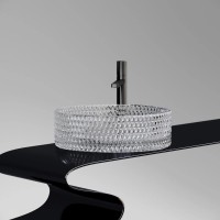 Умывальник чаша накладная круглая (прозрачная) Cristal 360x360x112мм