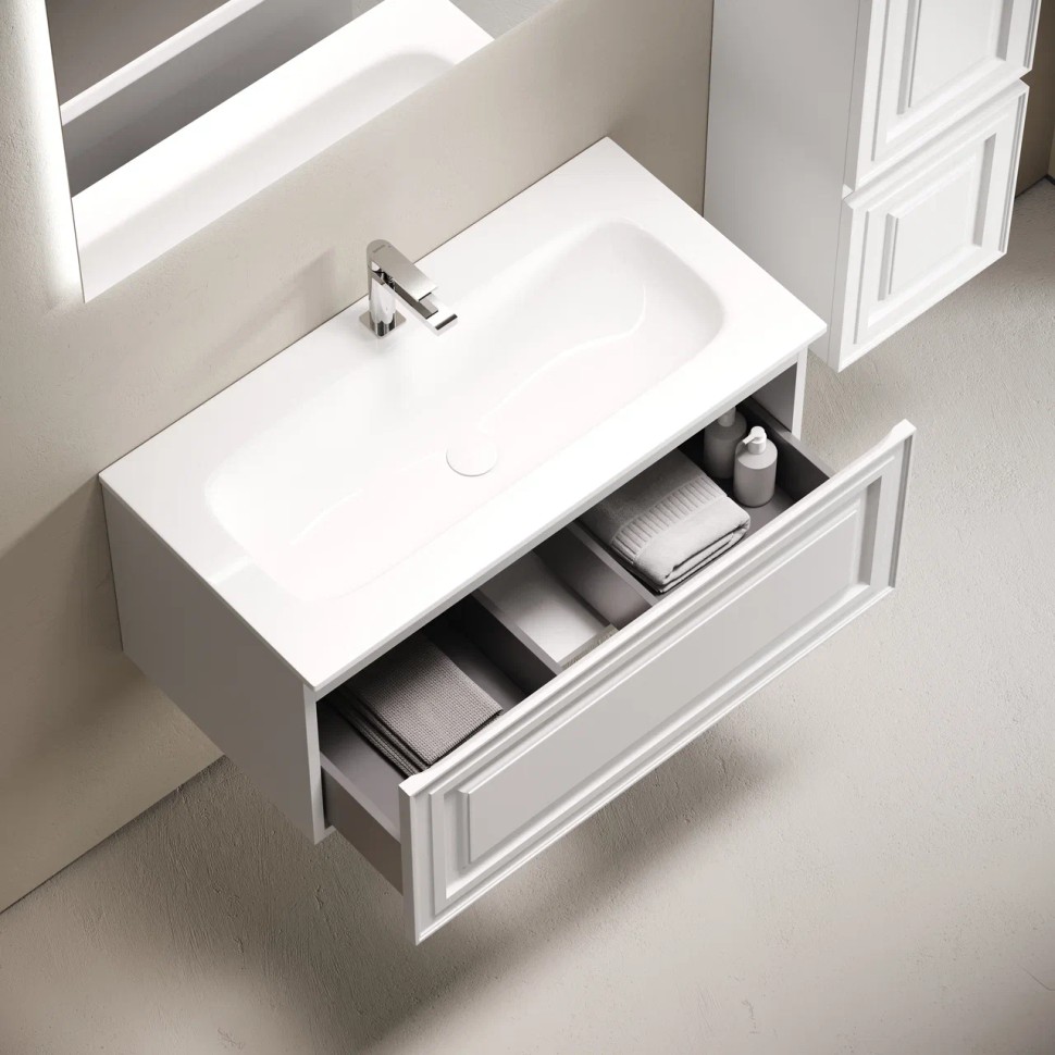 Тумба подвесная SANCOS Very 890х445х406, c одним ящиком оснащенным доводчиками, Bianco , арт.VR90W