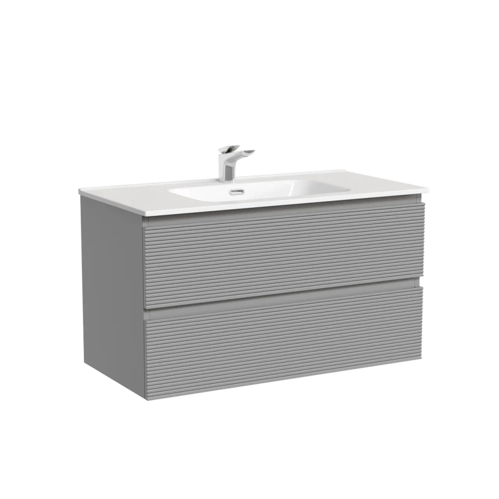 Тумба подвесная SANCOS Folk 890х445х500, c двумя ящиками оснащенными доводчиками, Ergraut soft, арт.FL90ES