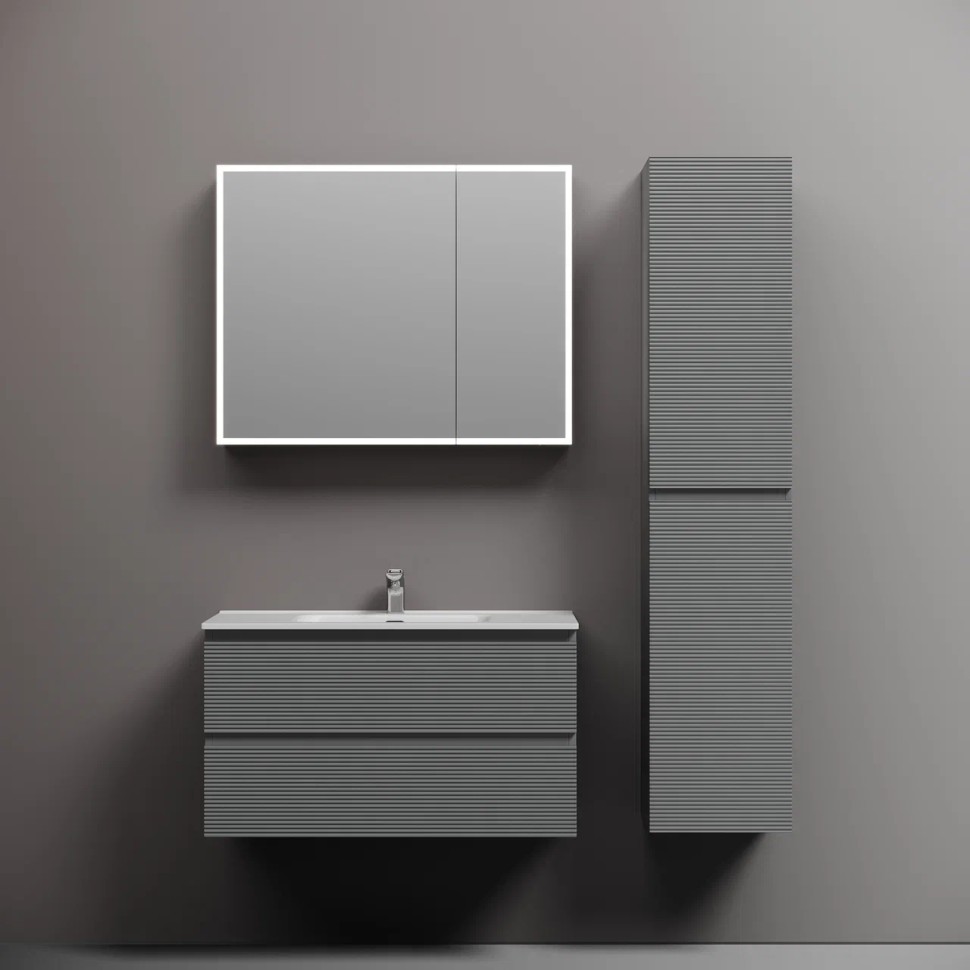 Тумба подвесная SANCOS Folk 890х445х500, c двумя ящиками оснащенными доводчиками, Ergraut soft, арт.FL90ES