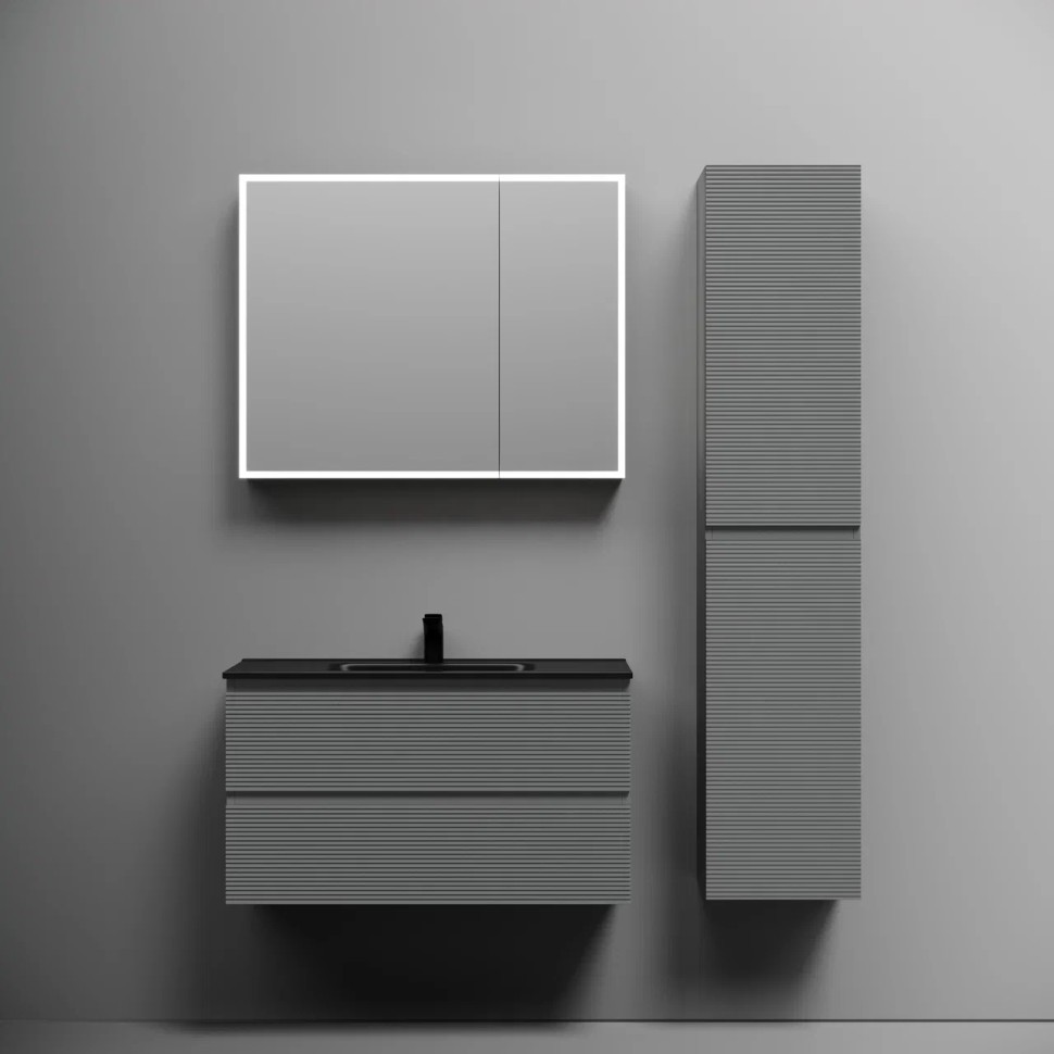 Тумба подвесная SANCOS Folk 890х445х500, c двумя ящиками оснащенными доводчиками, Ergraut soft, арт.FL90ES